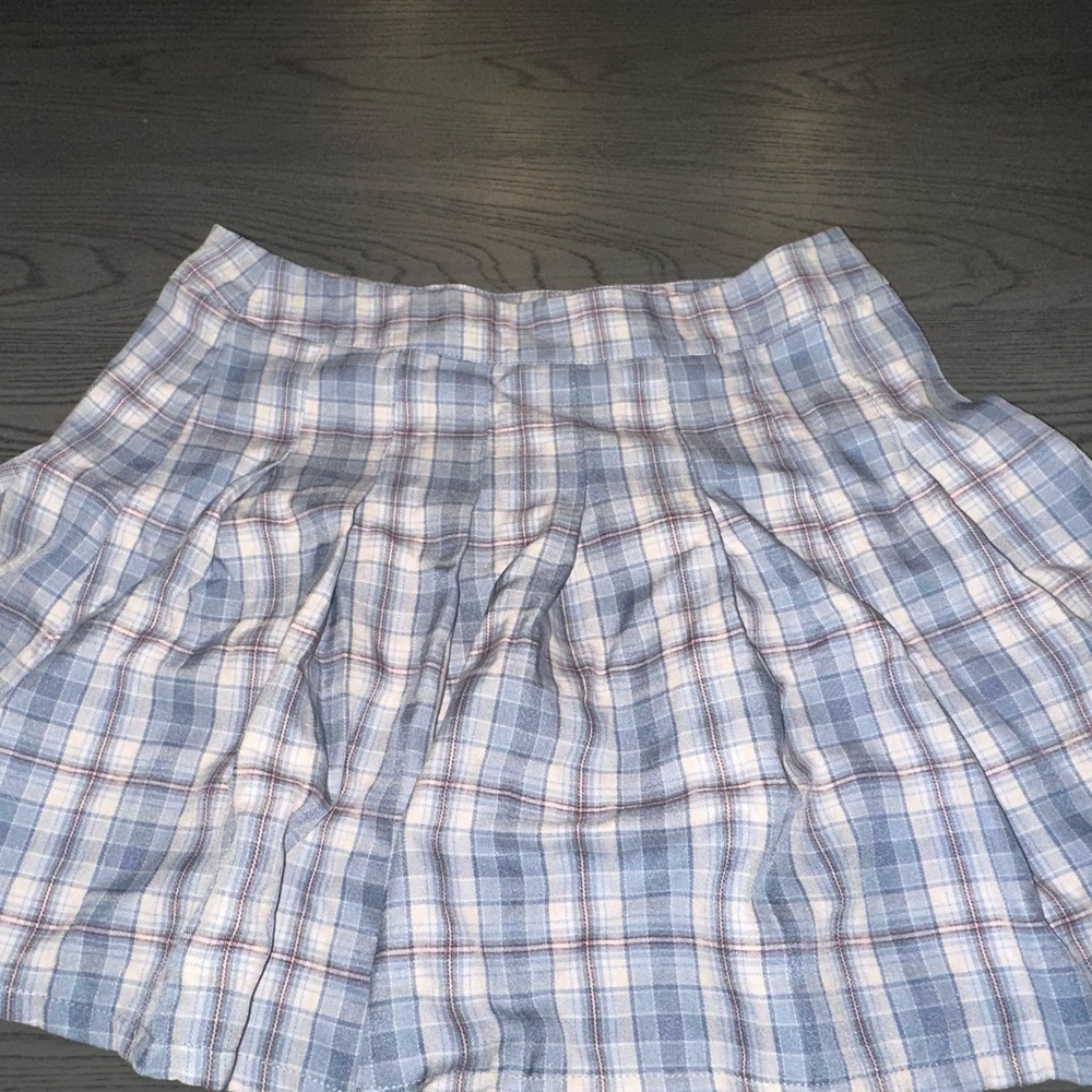 MARBLE Blue and White Mini Skater Skirt